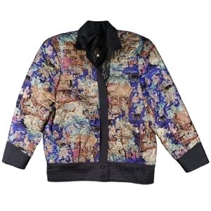 Rare Vintage Thai Silk Quilted Bomber Jacket Size 14